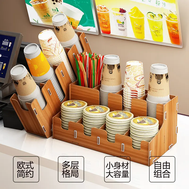 Disposable Paper Cup Storage Shelf Tea Shop Take Cup Divider Coffee Bar Desktop Multifunctional Cup Holder for Commercial Use