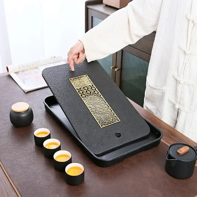 Imitation Black Stone Water Storage Tea Tray Water Storage Row Chinese Dry Bubble Tea Tray Modern Tea Table Home Decoration