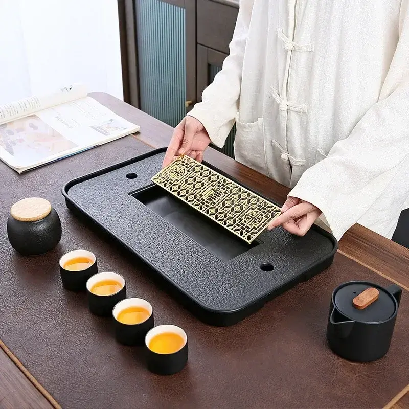 Imitation Black Stone Water Storage Tea Tray Water Storage Row Chinese Dry Bubble Tea Tray Modern Tea Table Home Decoration