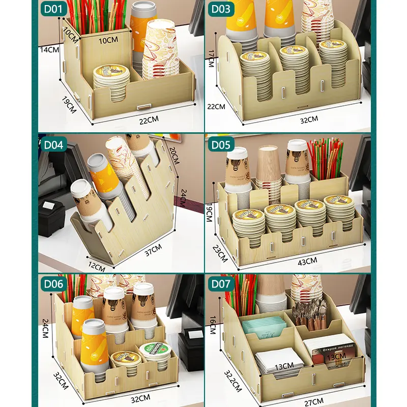 Disposable Paper Cup Storage Shelf Tea Shop Take Cup Divider Coffee Bar Desktop Multifunctional Cup Holder for Commercial Use
