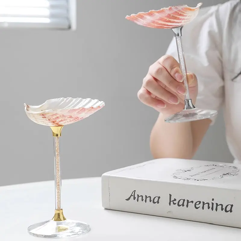 Luxury Tall Glass Natural Conch Fan Shell Glass Creative Personality Red Wine Glass Home Decoration Cocktail Mug Exquisite Gift