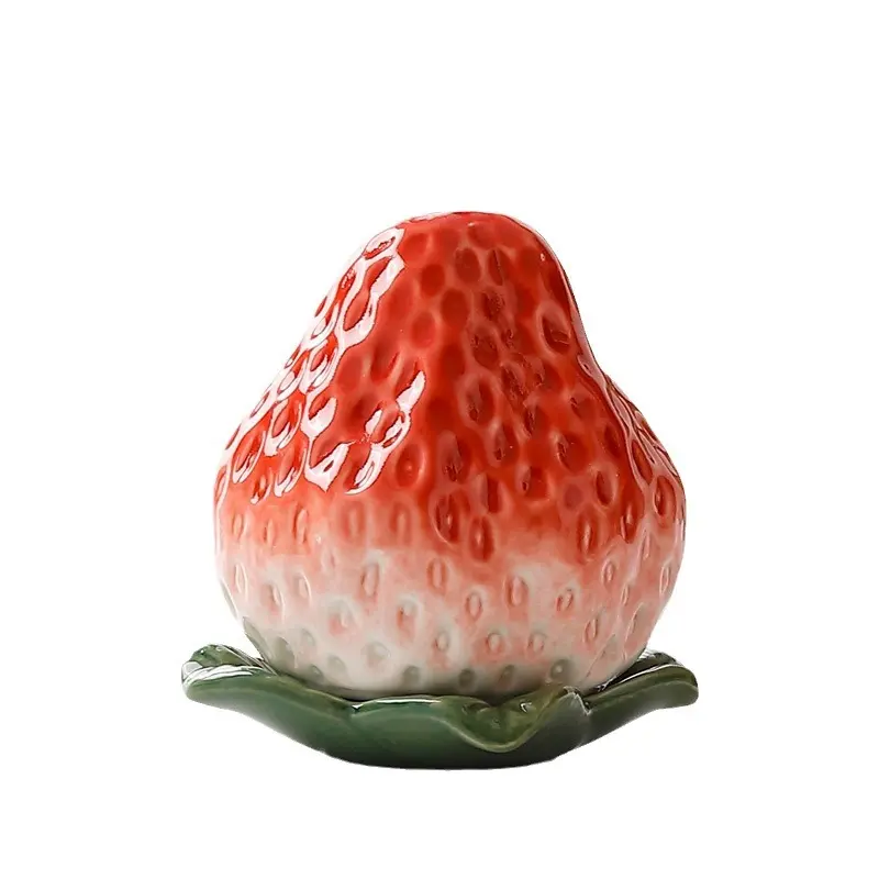 Strawberry Ceramic Tea Pot Tea Bag Storage Box Cover Storage Jar Tea Set Home Decoration Accessories Exquisite Ceramic Gifts