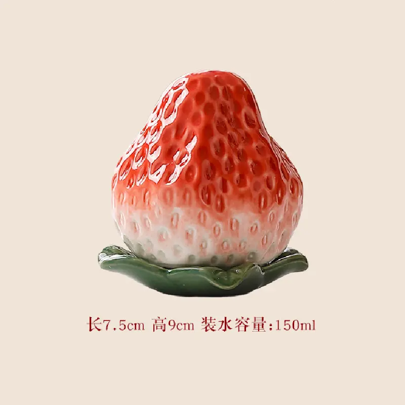 Strawberry Ceramic Tea Pot Tea Bag Storage Box Cover Storage Jar Tea Set Home Decoration Accessories Exquisite Ceramic Gifts