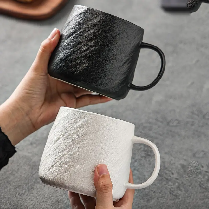 Frosted Stone Ceramic Mug Simple Ceramic Mug Coffee Latte Mug Large Capacity Water Cup Tea Cup Breakfast Cup Drinking Utensils