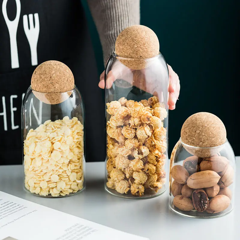 Golden Stainless Steel Stopper Glass Storage Jar Kitchen Food Storage Container Coffee Bean Tea Jar Candy Jar Home Decoration