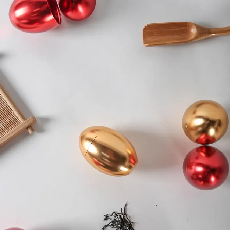 Aluminum Alloy Egg-shaped Storage Tank Mini Portable Tea Pot Metal Golden Egg Storage Tank Creative Gifts Storage Supplies