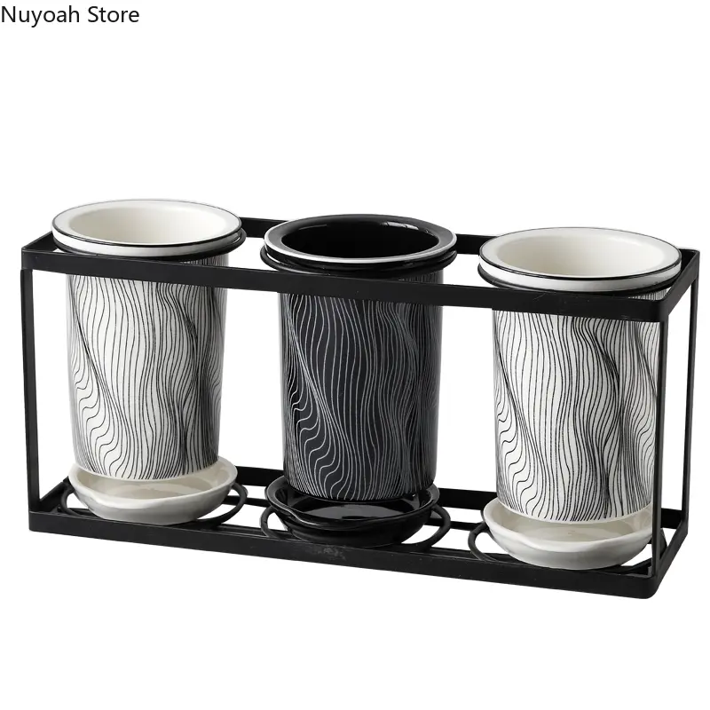 Nordic Creative Ceramic Chopstick Tube Cage Stand Chopsticks Drain Tube Rack Fork Spoon Storage Rack Chopsticks Basket Tube Rack