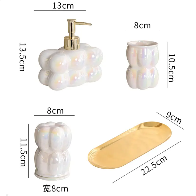 Luxury Bathroom Decoration Clouds Gargle Cup Emulsion Bottled Cotton Swab Box Washstand Ceramic Creative Bathroom Supplies