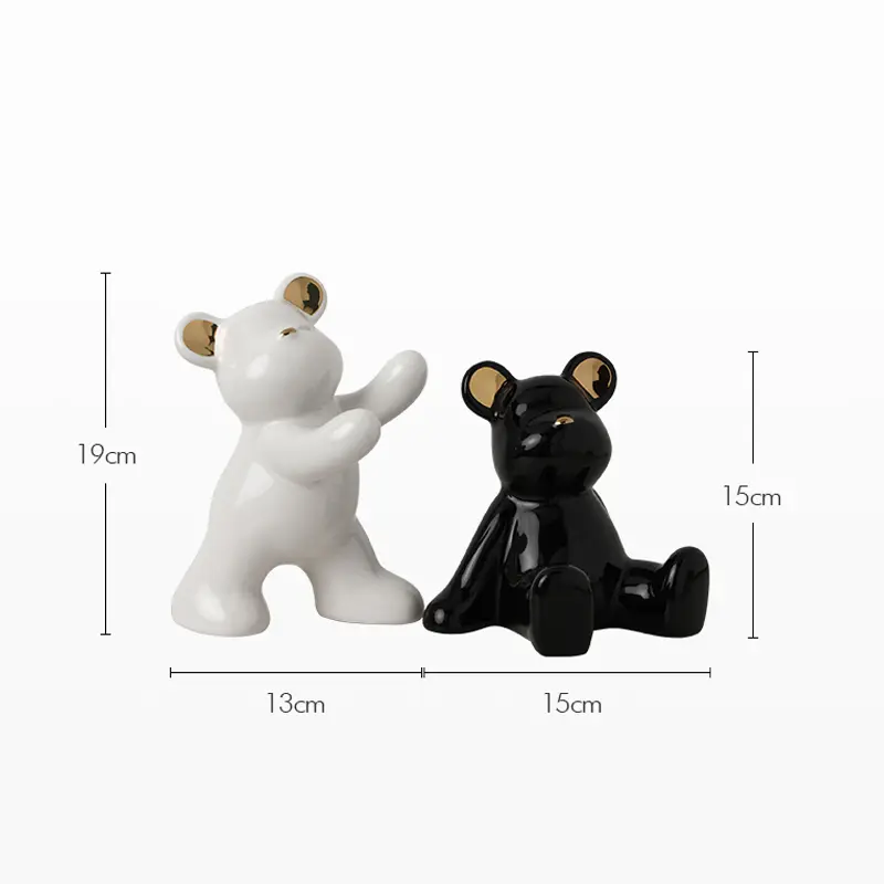 European light luxury fashion bear decoration modern simple soft decoration home accessories ceramic bookcase decoration
