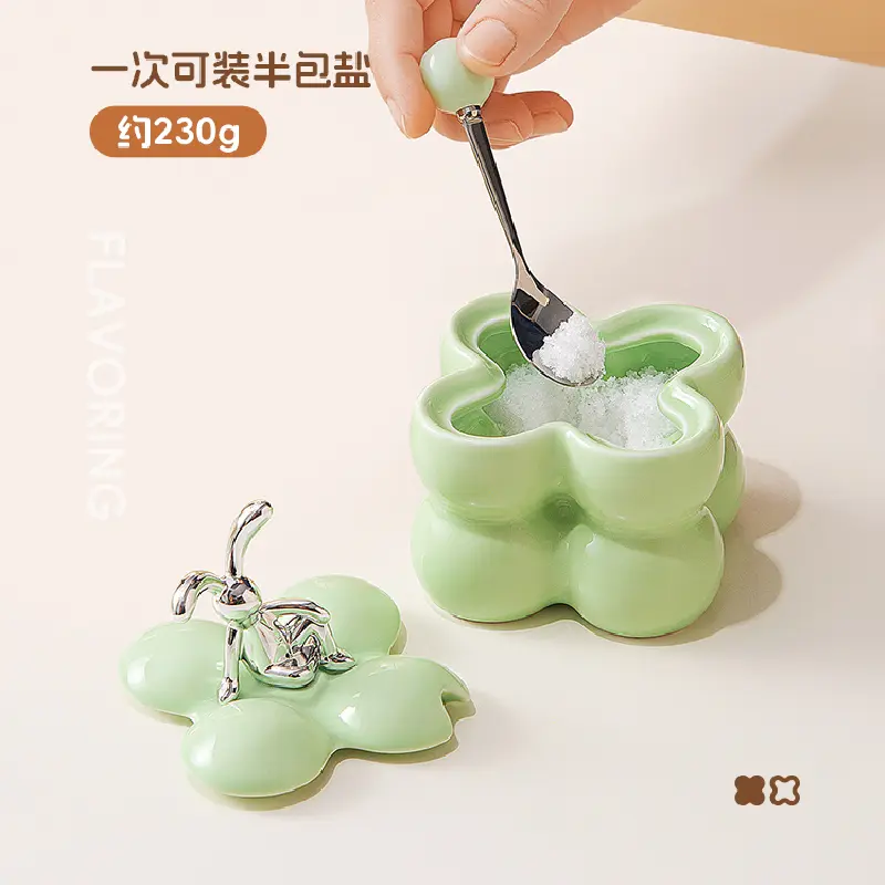 Creative Irregular Ceramic Seasoning Jar Rabbit Cover Storage Jar Seasoning Box Salt Oil Spice Storage Jar Kitchen Accessories