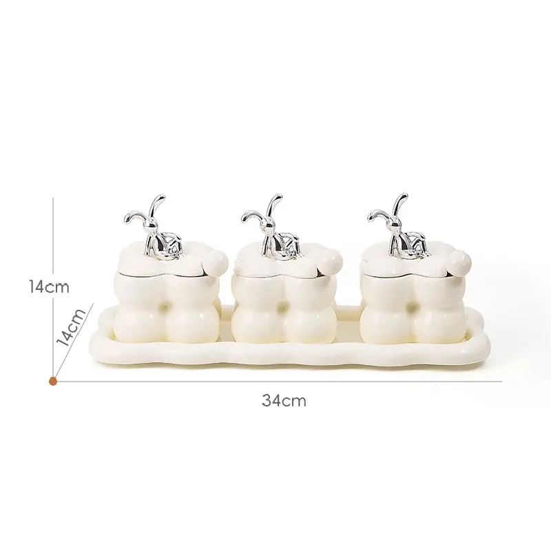 Creative Irregular Ceramic Seasoning Jar Rabbit Cover Storage Jar Seasoning Box Salt Oil Spice Storage Jar Kitchen Accessories