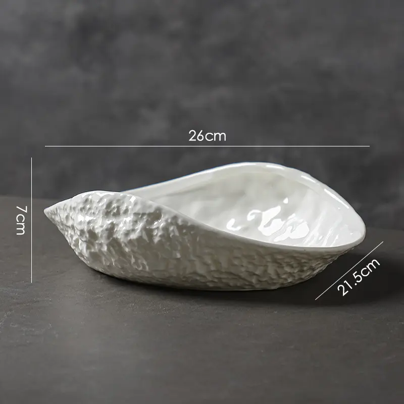 Rock Patterned Shell Plate Steamed Fish Soup Plate Hotel Tableware Main Course Decoration Plate Irregular Ceramic Tableware
