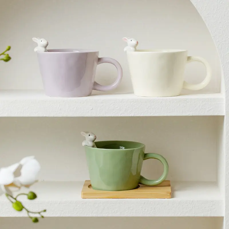 Creative Ceramic Coffee Mug Couple Mark Cup Rabbit Mug Milk Cup Water Cup Living Room Decoration Household Drinking Utensils