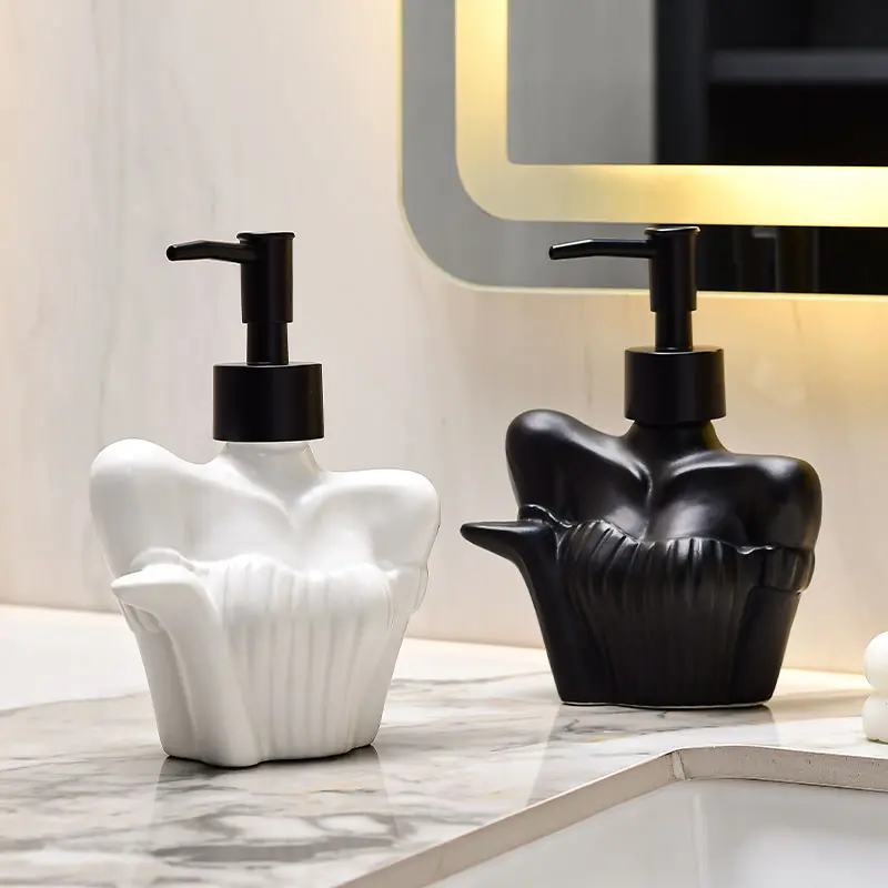 Bathroom Ceramic Lotion Bottle Creative Abstract Body Press Bottle Makeup Water Bath Gel Separate Bottle Bathroom Decoration