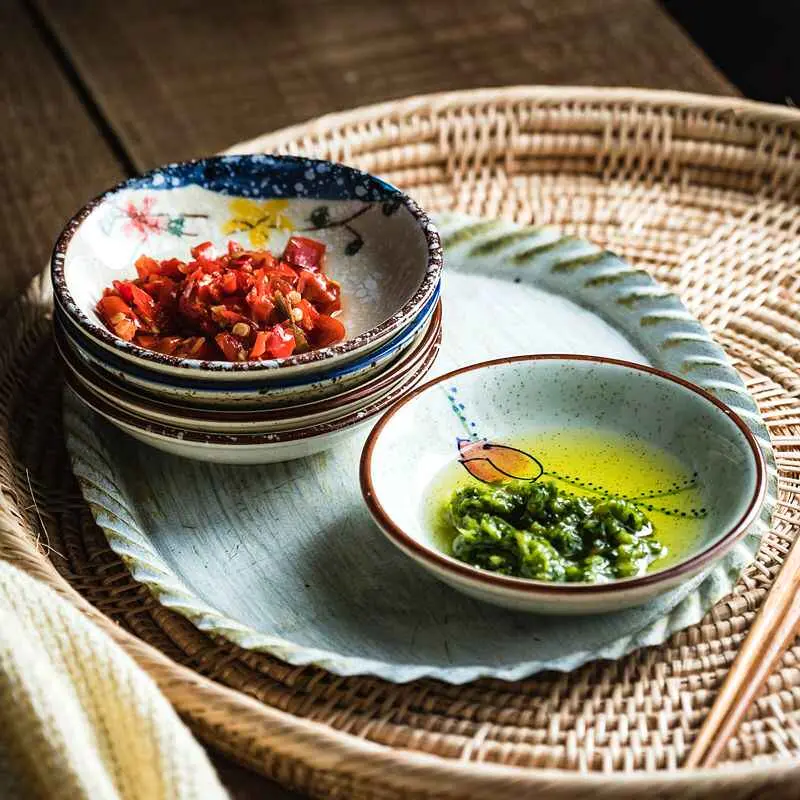Japanese Sushi Dipping Saucer Ceramic Soy Sauce Vinegar Dish Underglaze Small Tableware Household Condiment Dishes