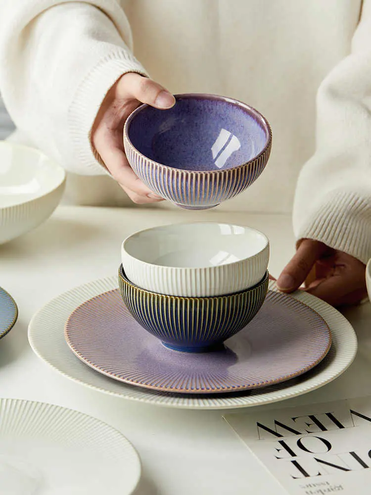 4.5-inch Ceramic Household Rice Bowl Restaurant Tableware Breakfast Soup Bowls Solid Color Yogurt Salad Bowl