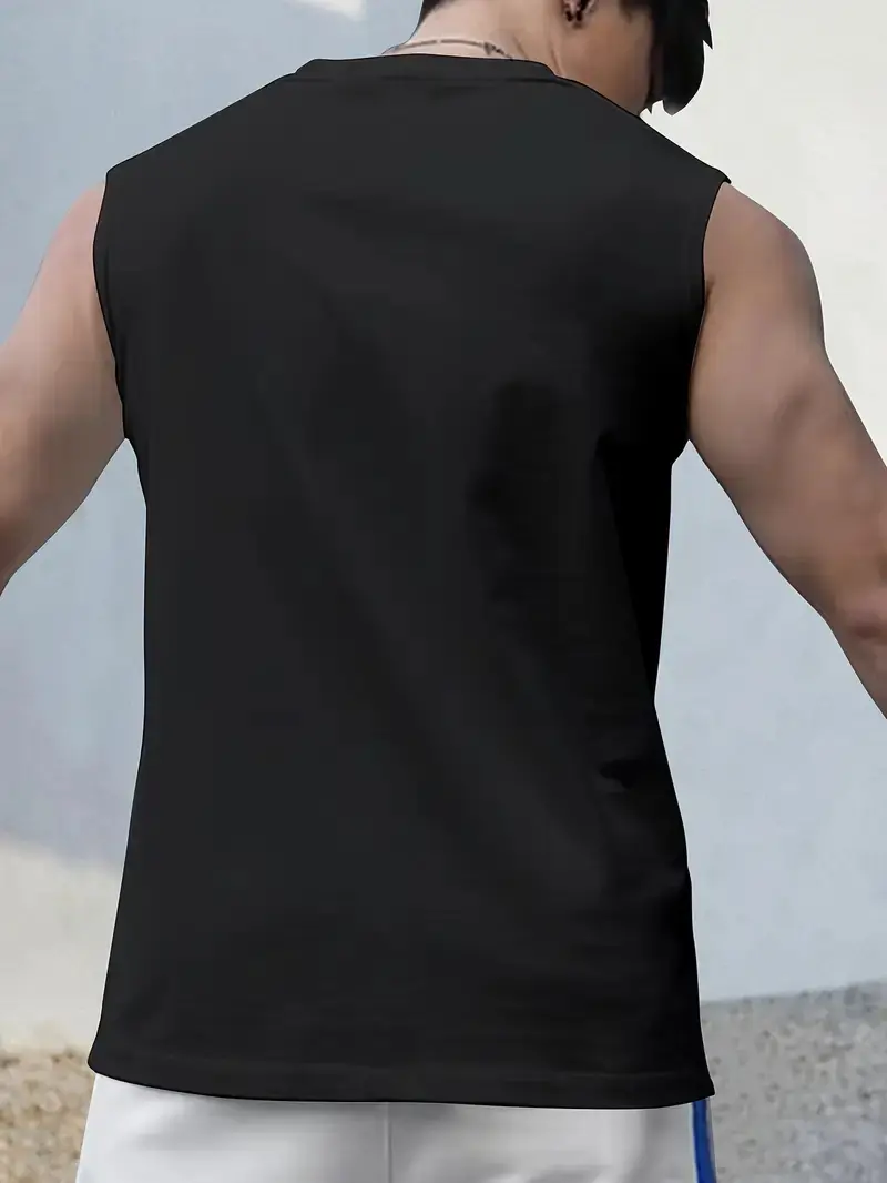 Men's summer fashionable casual sports loose piano desig print comfortable breathable round neck sleeveless vest
