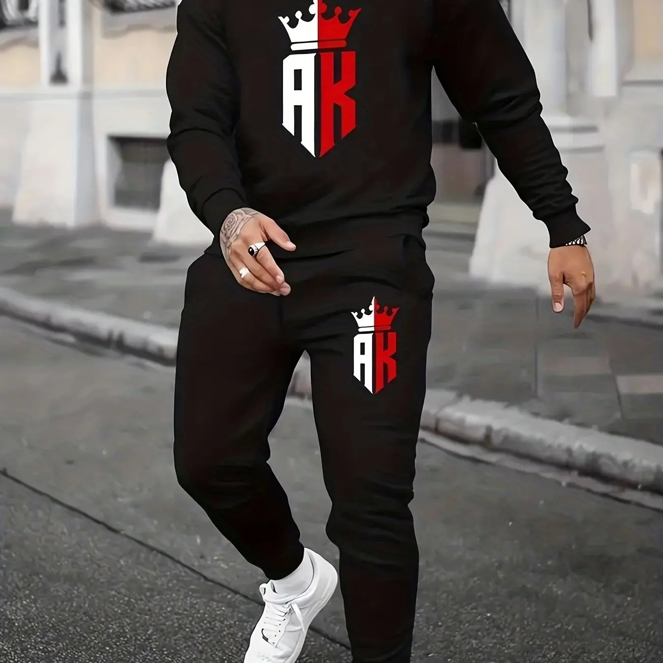 Men's Autumn Winter Long Sleeved Sweater Pants Set Comfortable Breathable Casual Fashion T-Shirt Outdoor Street Clothing for Men