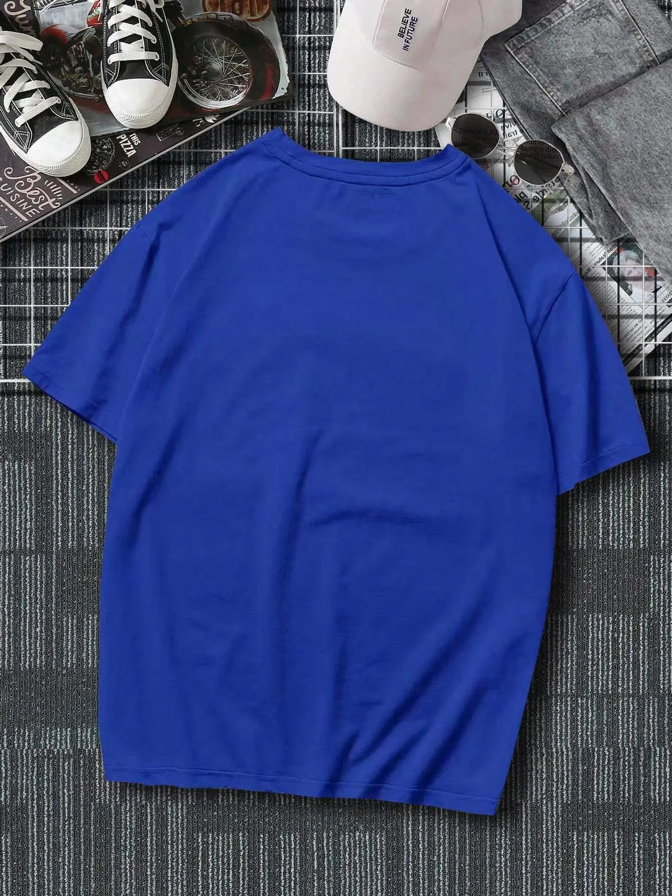 Men's 100% cotton summer loose size Fashionable WAY MAKER print slim fit casual sports round neck short sleeved T-shirt top