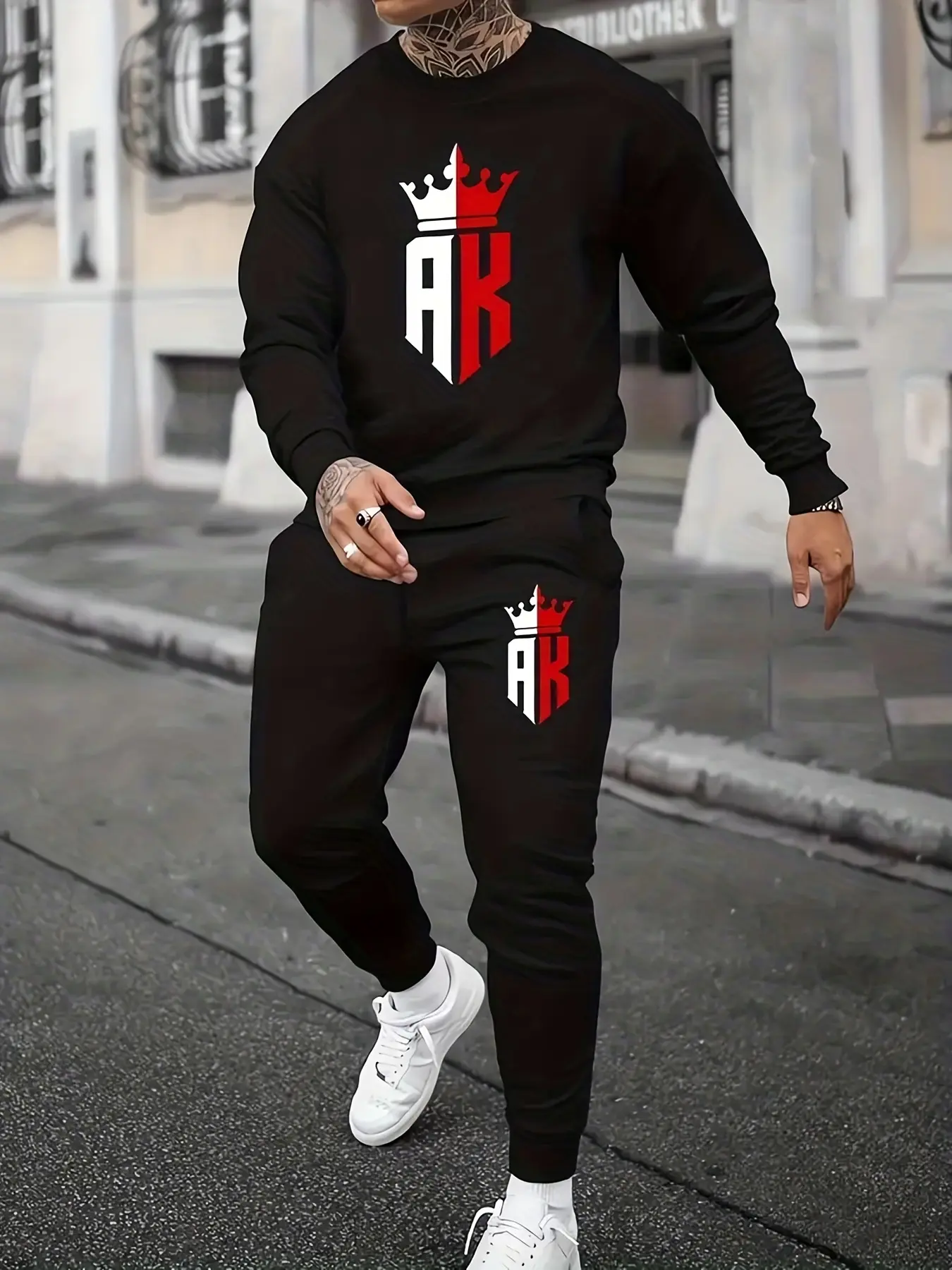 Men's Autumn Winter Long Sleeved Sweater Pants Set Comfortable Breathable Casual Fashion T-Shirt Outdoor Street Clothing for Men