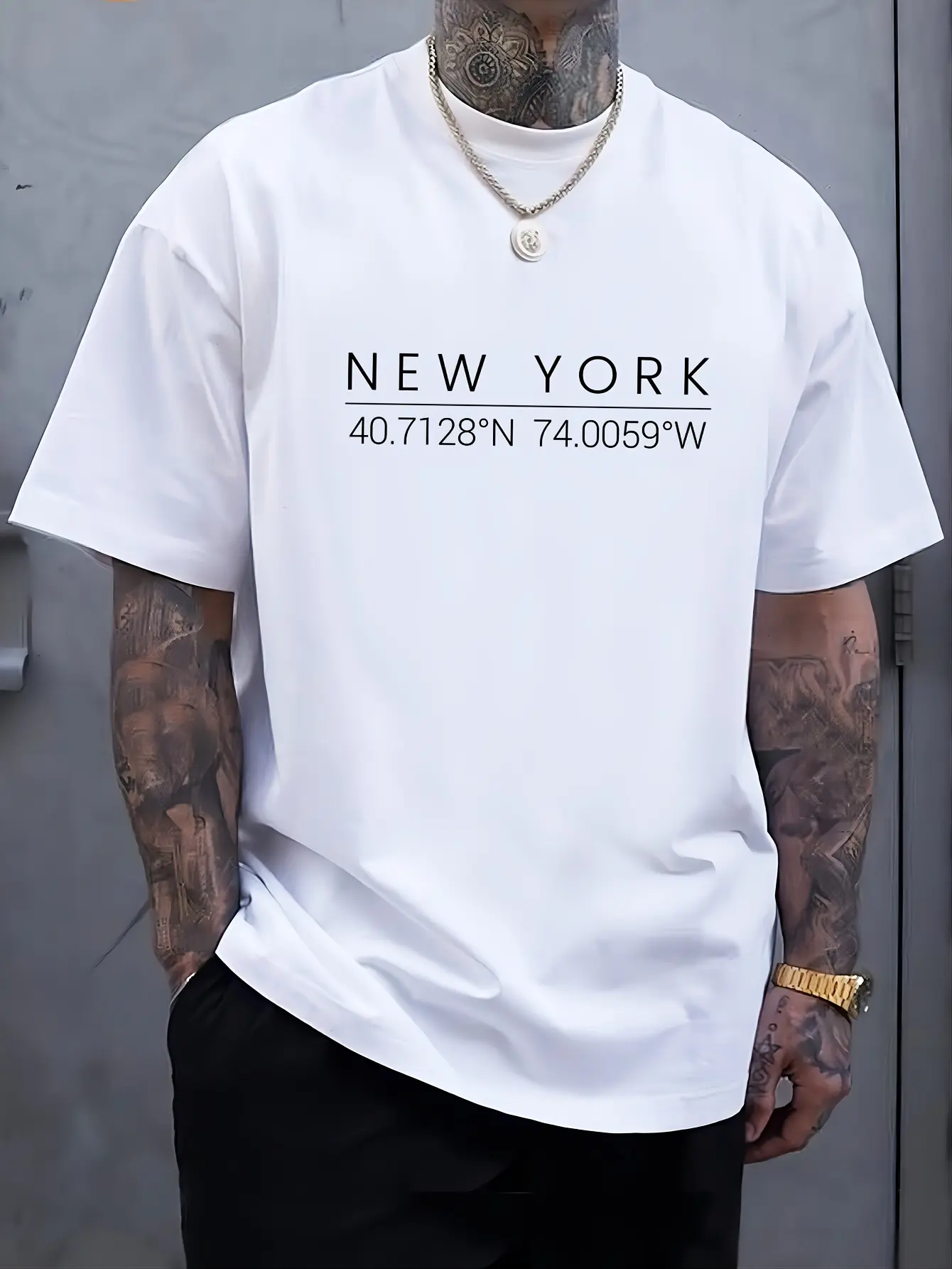 Men's summer 100% pure cotton fashionable casual loose sports New York letter printed round neck short sleeved T-shirt top