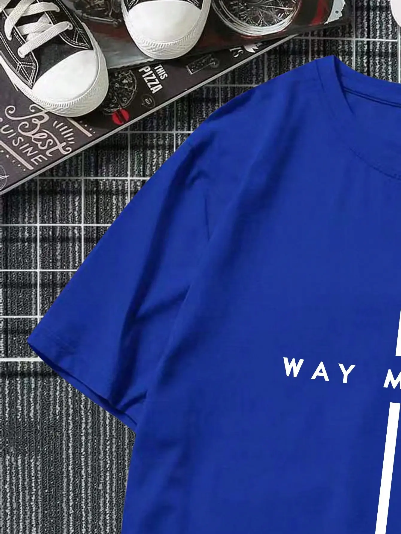 Men's 100% cotton summer loose size Fashionable WAY MAKER print slim fit casual sports round neck short sleeved T-shirt top