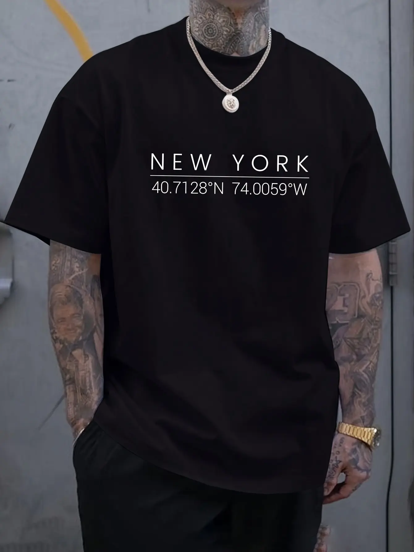 Men's summer 100% pure cotton fashionable casual loose sports New York letter printed round neck short sleeved T-shirt top