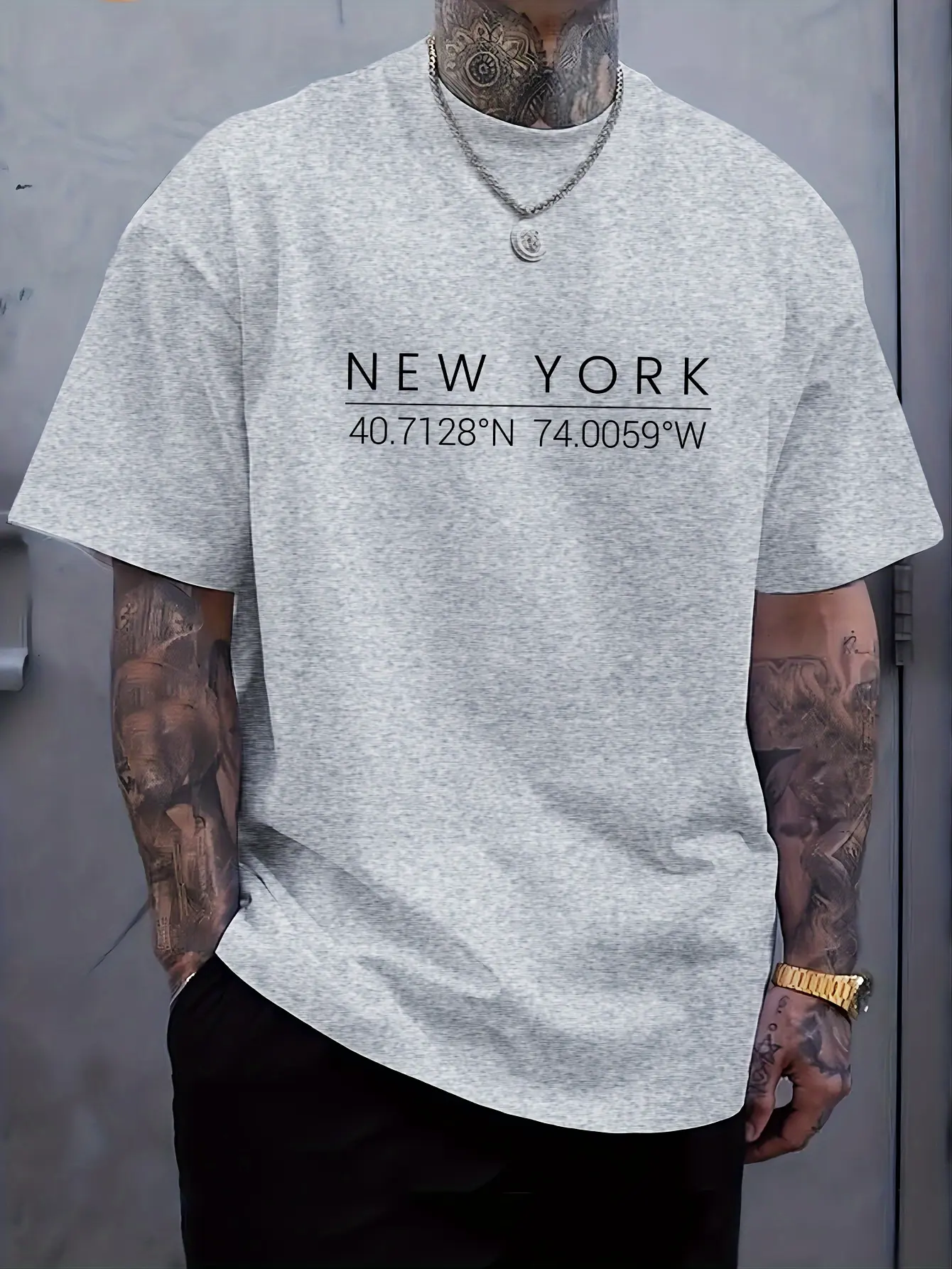 Men's summer 100% pure cotton fashionable casual loose sports New York letter printed round neck short sleeved T-shirt top