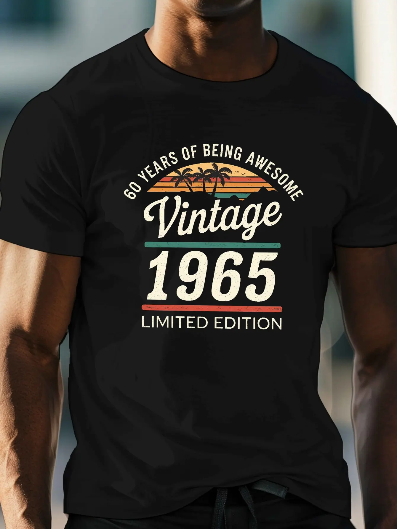 Men's 100% cotton fashionable casual loose 60 year great printed round neck short sleeved limited edition 1965 retro t-shirt