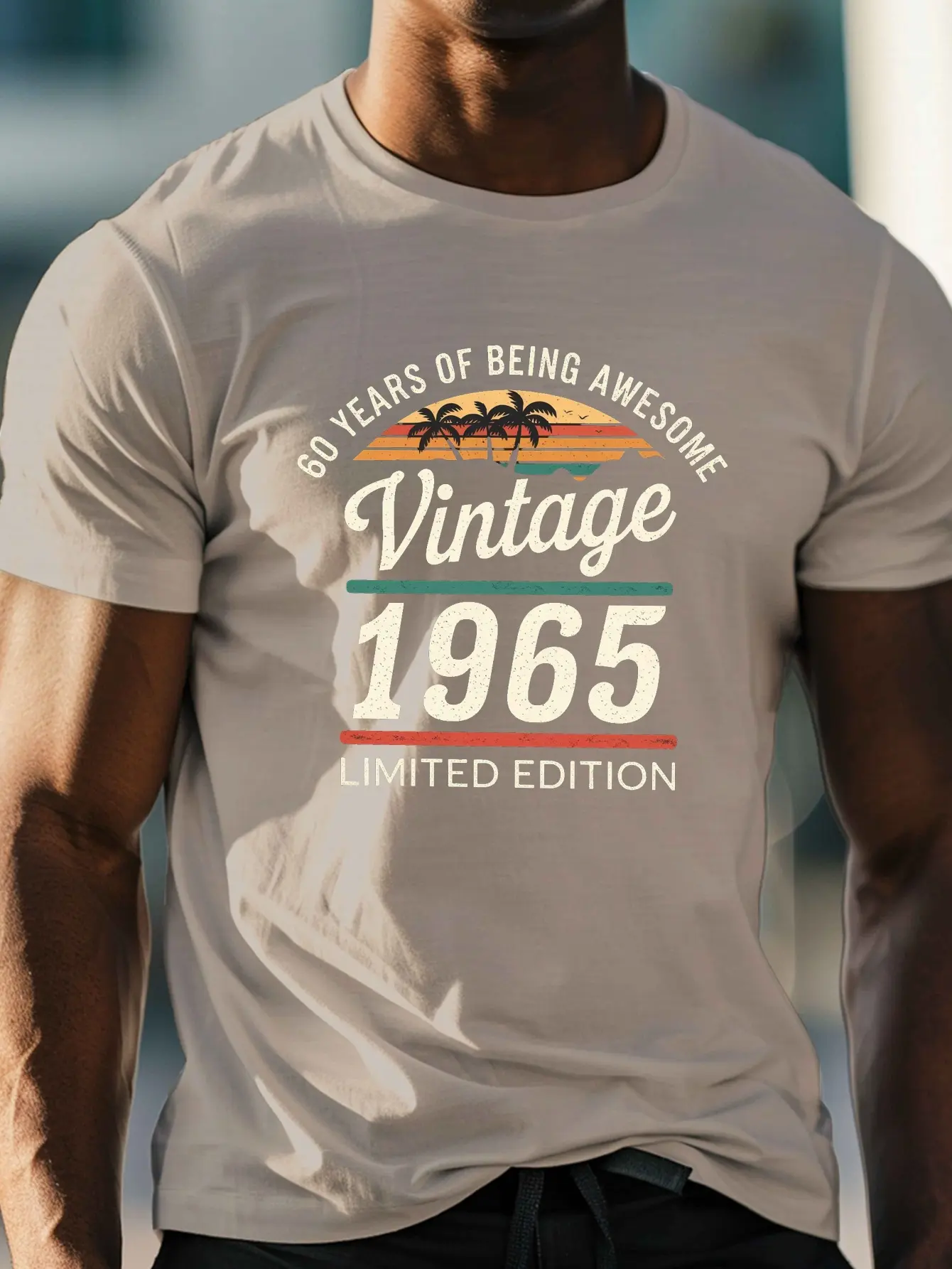 Men's 100% cotton fashionable casual loose 60 year great printed round neck short sleeved limited edition 1965 retro t-shirt