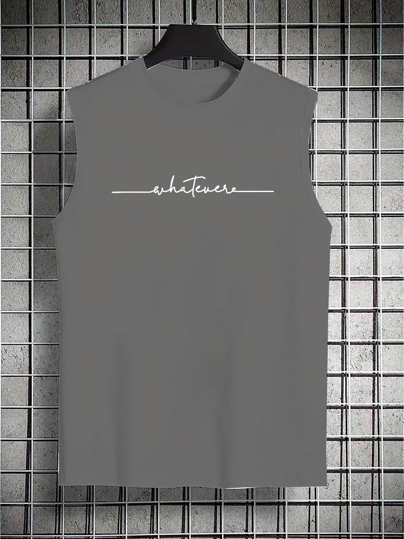 Men's summer casual sports loose and simple letter pattern print comfortable and breathable round neck sleeveless vest