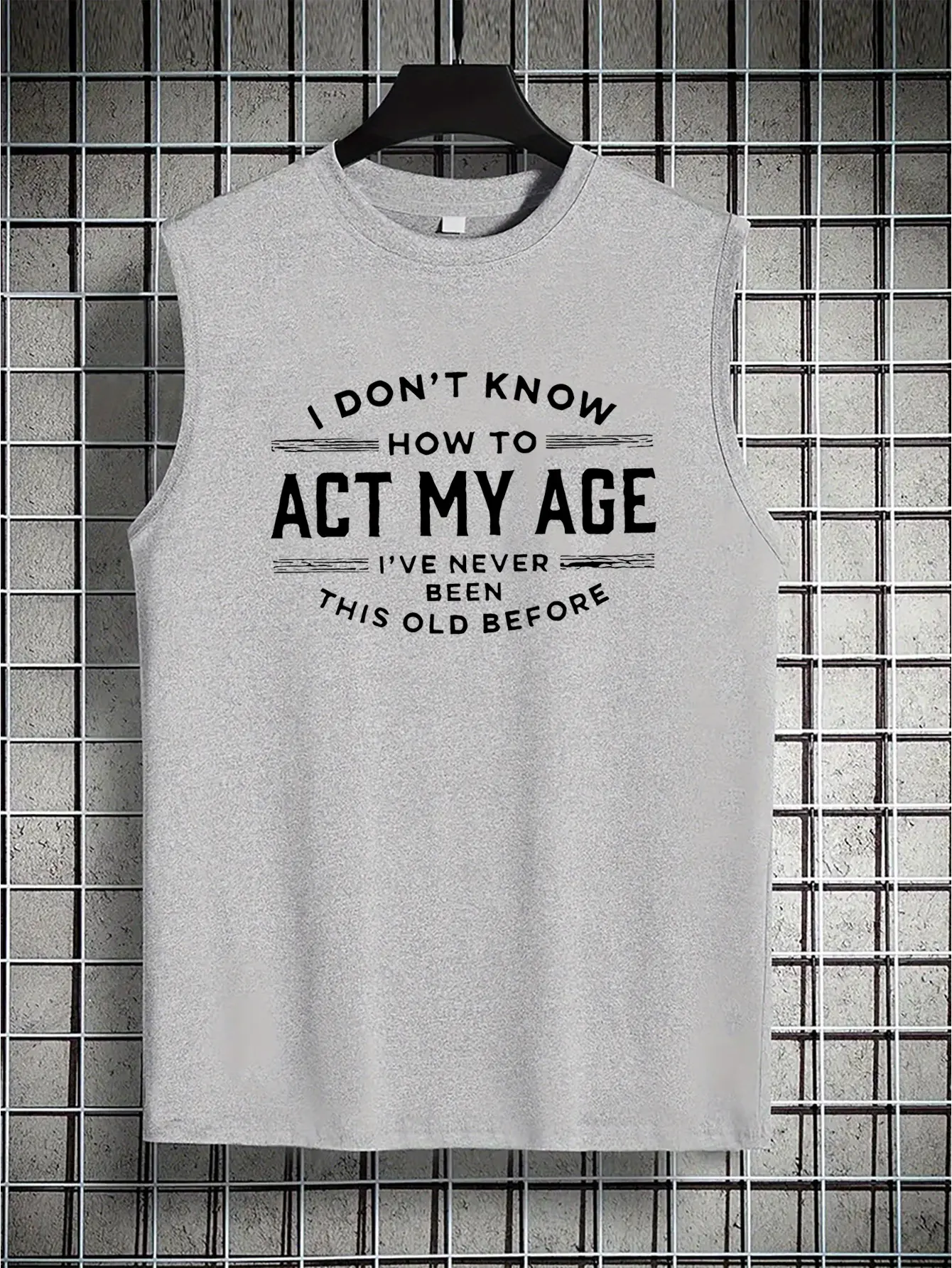 Men's Summer Leisure Sports Fitness Loose Letter Pattern Printed Comfortable Breathable Round Neck Sleeveless Tank Top
