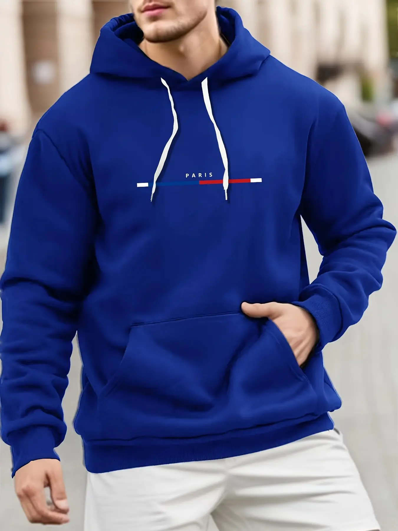 Men's autumn and winter casual fashion loose plus plus size Paris letter printed sports plus fleece hooded sweatshirt jacket