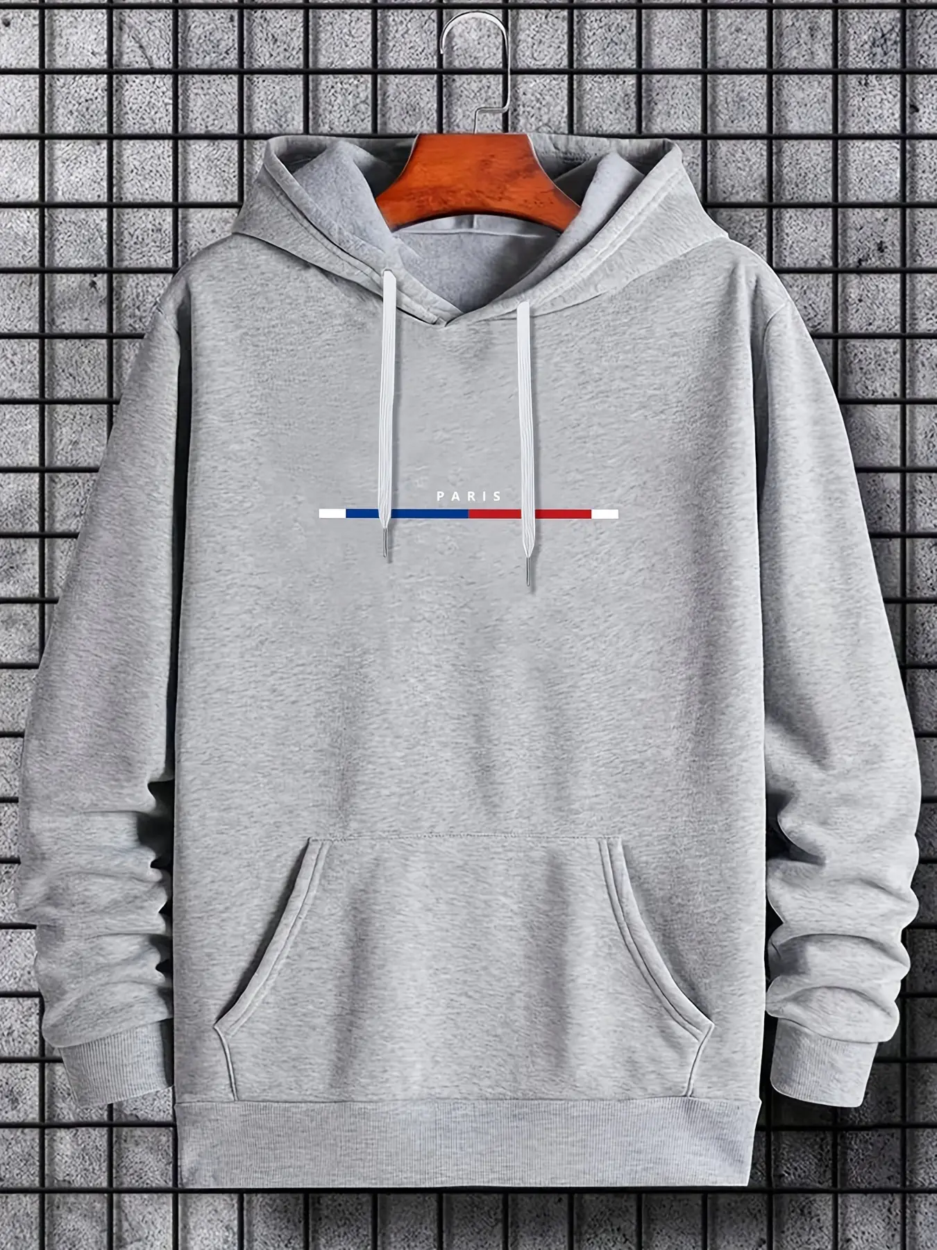 Men's autumn and winter casual fashion loose plus plus size Paris letter printed sports plus fleece hooded sweatshirt jacket