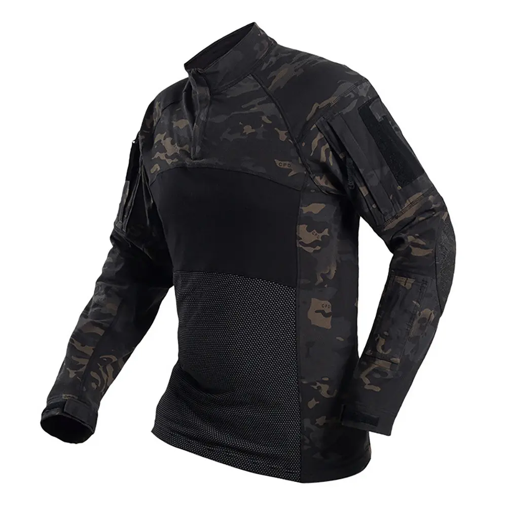 Tactical Shirt Combat Shirt Men Clothing Military Elasticity Man Shirt Camo T Shirt Multicam Army Long Shirt Hunting Clothes