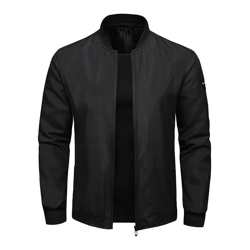 Men's New Solid Color Baseball Jacket, Men's Fashionable and Casual Stand Up Collar Loose Jacket, Men's Trendy Jacket