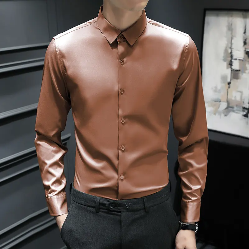 Men's New Spring and Autumn Long Sleeved Men's Slim Fit Breathable Top Men's Daily Casual Versatile Trendy Men's Shirt