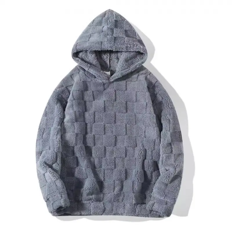 2024 Men's New Autumn/Winter Solid Color Round Neck Hoodie Men's Casual Versatile Loose Warm Sweatshirt