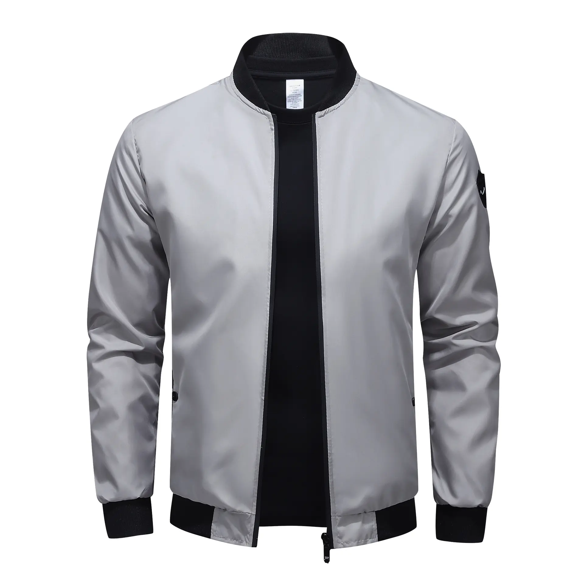 Men's New Solid Color Baseball Jacket, Men's Fashionable and Casual Stand Up Collar Loose Jacket, Men's Trendy Jacket
