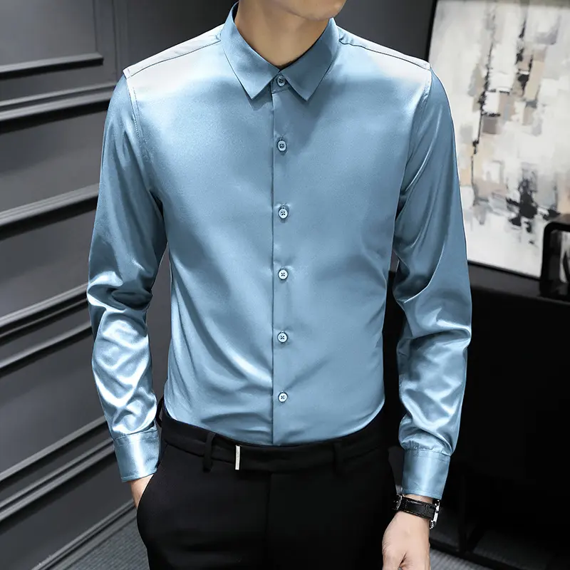 Men's New Spring and Autumn Long Sleeved Men's Slim Fit Breathable Top Men's Daily Casual Versatile Trendy Men's Shirt