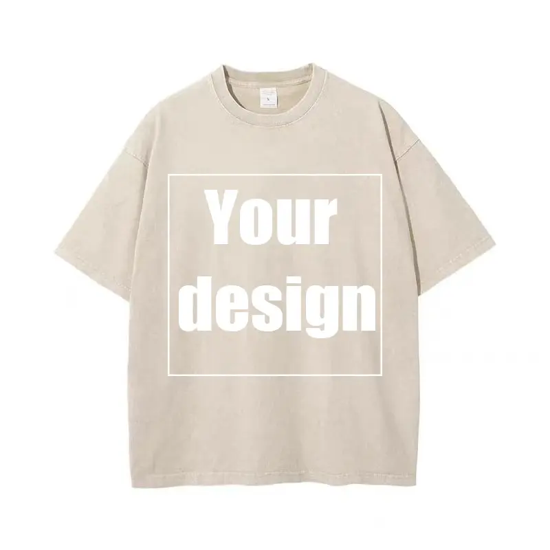 Customized Washed Cotton T-shirt for Men and Women 100% Premium Retro T-shirt, Personalized Printed T-shirt Bulk Order S-2XL