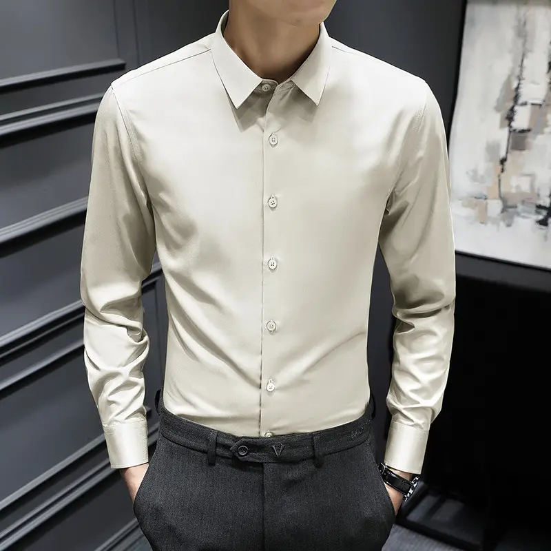 Men's New Spring and Autumn Long Sleeved Men's Slim Fit Breathable Top Men's Daily Casual Versatile Trendy Men's Shirt