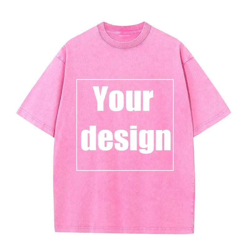 Customized Washed Cotton T-shirt for Men and Women 100% Premium Retro T-shirt, Personalized Printed T-shirt Bulk Order S-2XL