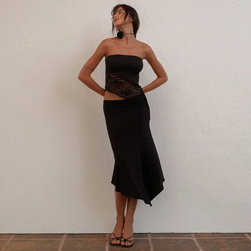 Y2K Sexy Tube Top Lace Trim Slim Fit Cami Women Fashion 2025 Summer Clubwear Party Date Nightclub Dressing