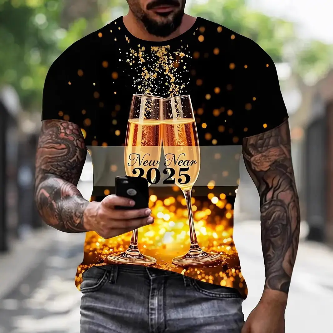 Men's Gradient Color Beer Graphic Print T-Shirt Short Sleeve Crew Neck Tee Vacation Casual Men's Clothing for Summer Outdoor Top