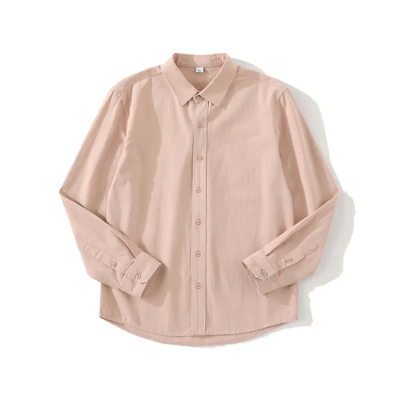 Men's Pure Cotton Simple Casual Long Sleeved Shirt Unisex Solid Color Moisture Wicking Casual, Loose Men's Versatile Shirt