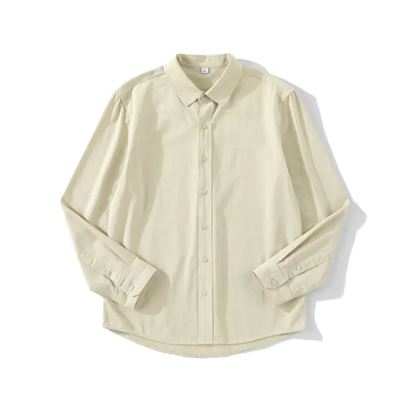 Men's Pure Cotton Simple Casual Long Sleeved Shirt Unisex Solid Color Moisture Wicking Casual, Loose Men's Versatile Shirt