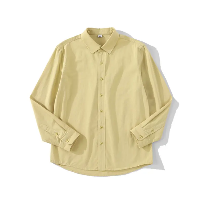 Men's Pure Cotton Simple Casual Long Sleeved Shirt Unisex Solid Color Moisture Wicking Casual, Loose Men's Versatile Shirt
