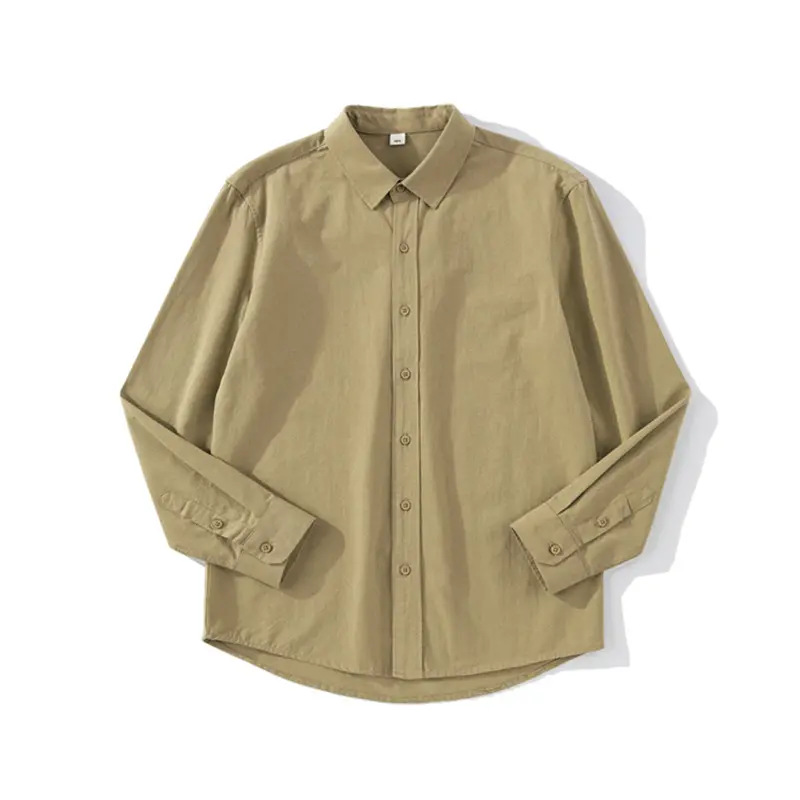Men's Pure Cotton Simple Casual Long Sleeved Shirt Unisex Solid Color Moisture Wicking Casual, Loose Men's Versatile Shirt