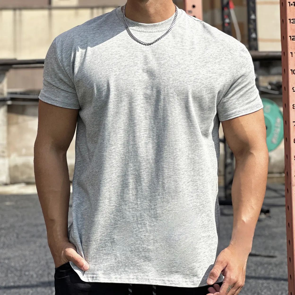 Men's Summer Loose Fashion Classic Outdoor Sports Fitness Training Base Elastic Round Neck Solid Color T-shirt